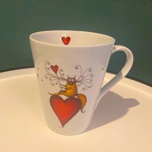 Royal Worcester Clare Mackie Crazy Cat Heart Love Mug